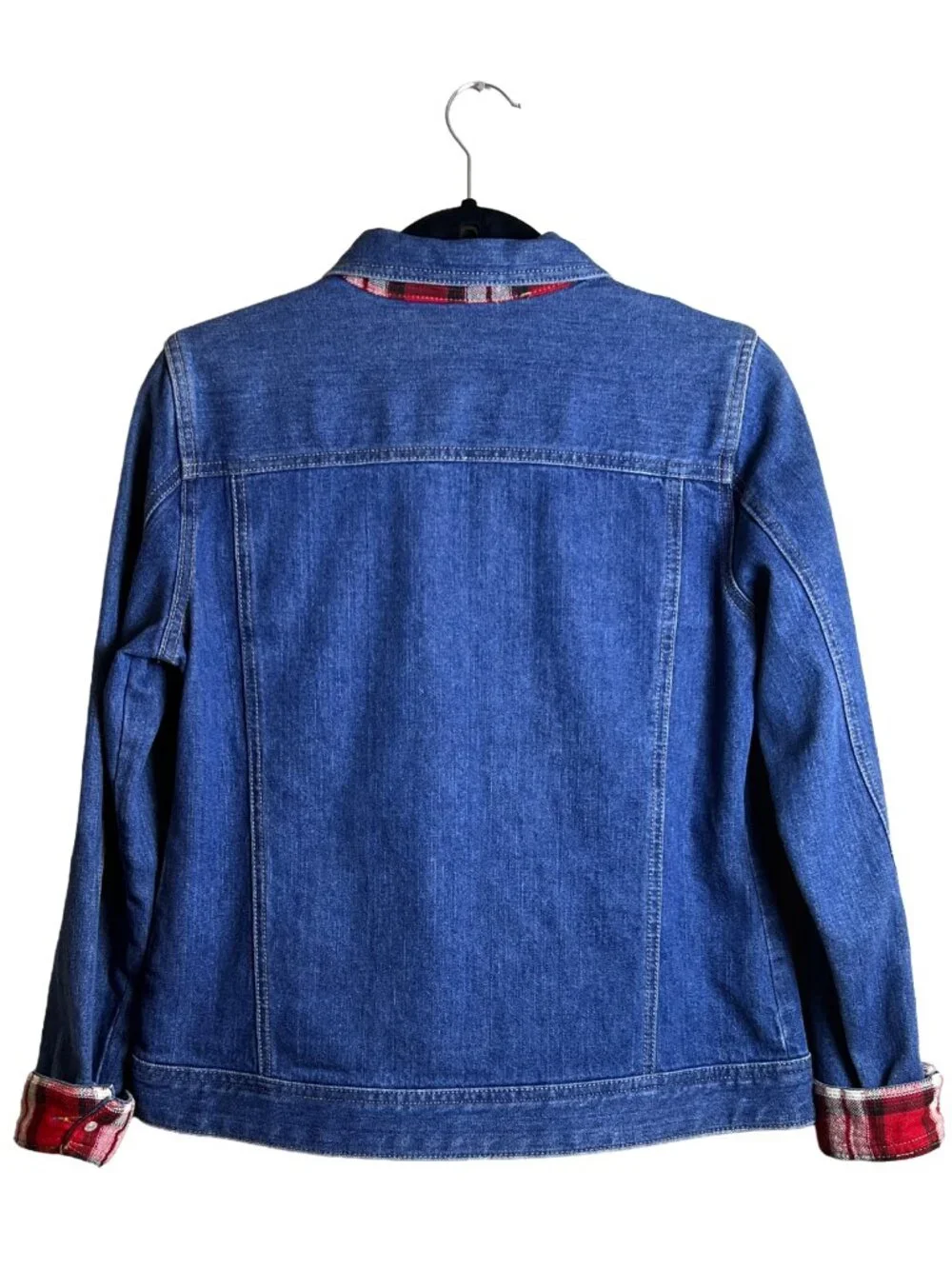 Christopher & Banks Flannel Lined Denim Jacket Womens Small